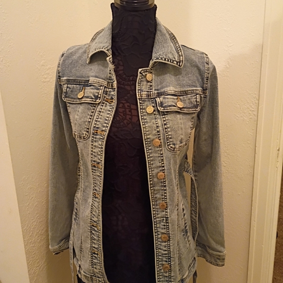 Maurices Light Blue Denim Jacket with Belt - Picture 3 of 6